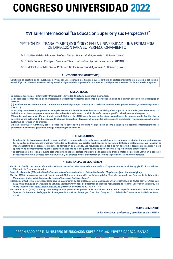 Management of methodological work at the university: a management strategy for its improvement.