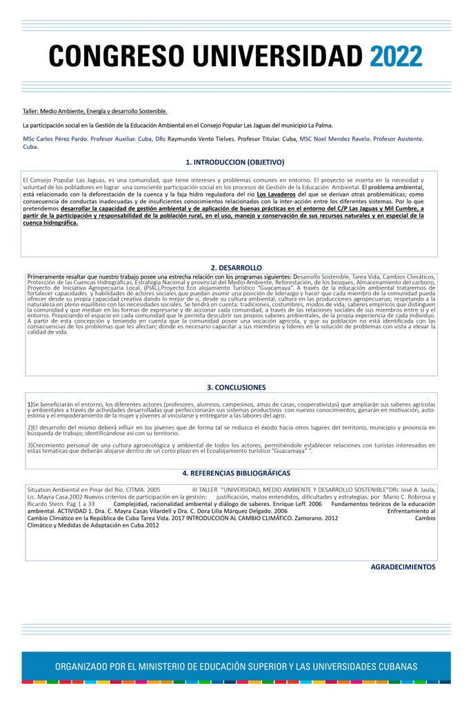 SOCIAL PARTICIPATION IN THE MANAGEMENT OF ENVIRONMENTAL EDUCATION IN LAS JAGUAS, LA PALMA