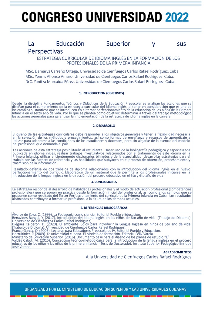 ENGLISH LANGUAGE CURRICULAR STRATEGY IN THE TRAINING OF PROFESSIONALS IN EARLY CHILDHOOD
